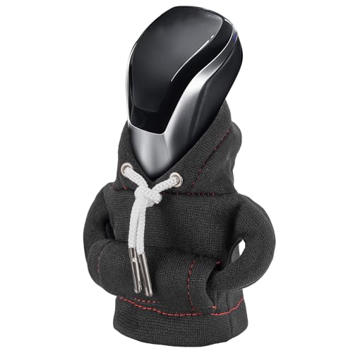 Gear Shift Hoodie, Gear Shift Cover, Universal Car Shift Knob Hoodie, Mini Hoodie for Car Shifter, Automotive Interior Cute Gadgets, Car Accessories and Decorations - color: Black