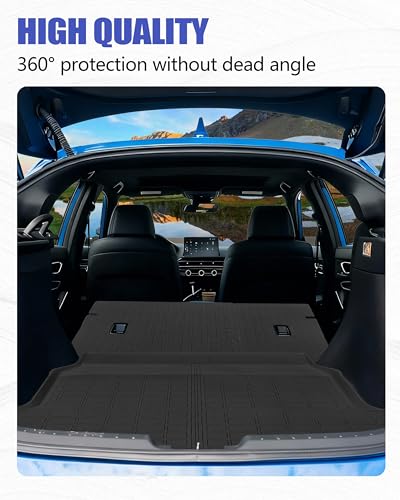 Cargo Liners Backrest Mat for Honda Civic Hatchback Accessories 2022-2026 with Hook&Loop Rear Trunk Mat Rear Seat Back Cover Protector All Weather Anti-Slip Split Dog Liner 3 PCS - color: Honda Civic Hatchback 2022-2026, size: Backrest Mat + Trunk Mat