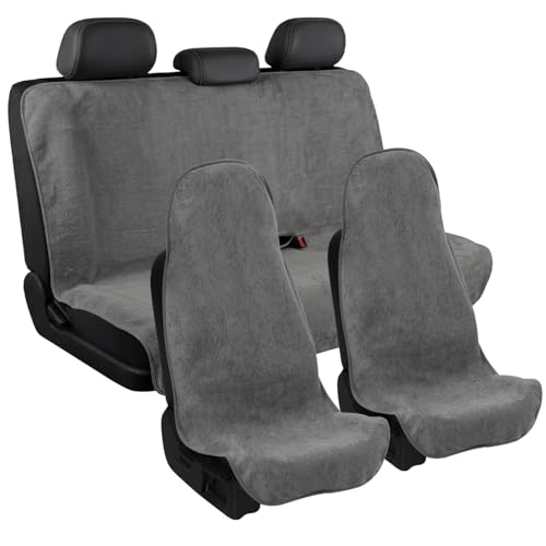 Waterproof Car Seat Cover Full Sets Interior Sets Universal Fits Car Sweat Towel for Trucks SUV Van Car Seat Protector Grey Protector Cloth Seats Pack of 3 - color: Grey, size: Full Set