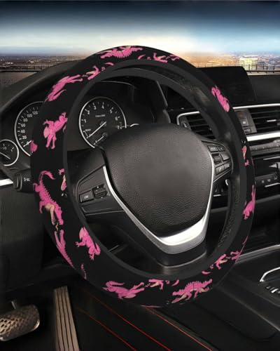 Steering Wheel Cover Accessories Neoprene Cover, Breathable Non-Slip Easy to Install Suitable for Women Men, 14.5-15.5 Inch for Car SUV Van Truck Universal - Pink Crocodile - color: Pink Crocodile