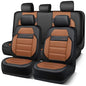 CAR PASS Memory Foam Seat Covers Full Sets, Airy Cool Mesh Thick Car Seat Covers, Leather Car Seat Covers 5 Seats Airbag Compatible, Universal Automotive Comfort for Most Cars, Trucks, SUV, Brown - color: brown