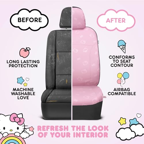 Carbella Hello Kitty Car Seat Covers - Cute Pink Seat Covers, Car Accessories Gift Hello Kitty Accessories 2pc Pink Car Seat Covers - color: Seat Covers Leather-Pink, style: Hello Kitty