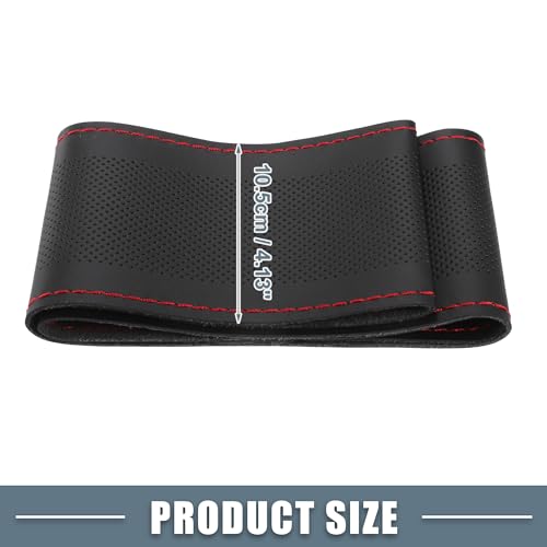 Car Hand Sewn DIY Steering Wheel Cover Breathable Comfortable 32-35cm Stitch on Wrap Cover Microfiber Leather Black Stitches Red - color: Red Stitches