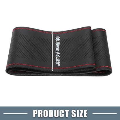 Car Hand Sewn DIY Steering Wheel Cover Breathable Comfortable 32-35cm Stitch on Wrap Cover Microfiber Leather Black Stitches Red - color: Red Stitches