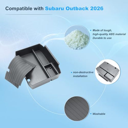 2026 Outback Center Console Organizer Tray For 2026 Subaru Outback (Wilderness/Premium/Limited/Touring/Limited XT/Touring XT) ABS Armrest Storage Insert Box 2026 Outback Accessories With Non-Slip Mats