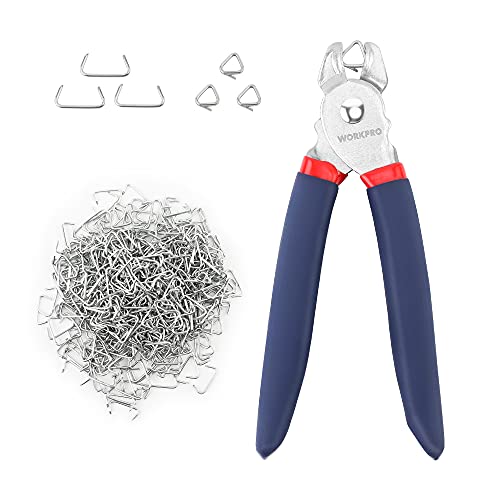 WORKPRO Hog Ring Pliers with 500 Pcs 3/4" Hog Rings, Galvanized Steel Hog Rings Perfect for Furniture Upholstery, Auto Upholstery, Plastic Meat & Sausage Casings - style: Flat Hog Ring Pliers Set
