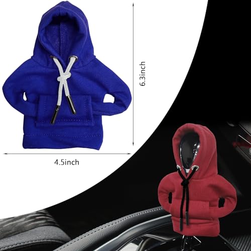 vvag Gear Shift Hoodie, Hoodie Car Gear Shift Cover, Car Shift Knob Hoodie, Automotive Interior Accessories, Universal Fit Knob Cover Gift (Red+Blue) - color: Red+Blue