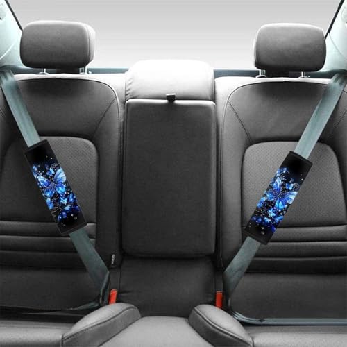 Dreaweet Blue Butterfly Seat Belt Cover Pad Cute Car Accessories for Women Girly,Soft Seatbelt Covers 2 Pcs Car Seat Belt Covers Shoulder Strap Pad - color: Blue Butterfly