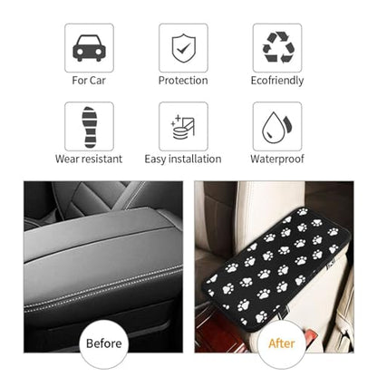 Dog Paw Prints Auto Center Console Armrest Cover Pad, Universal Fit Waterproof Comfort Car Armrest Cushion for Most Vehicle SUV Truck - color: Dog Paw Prints