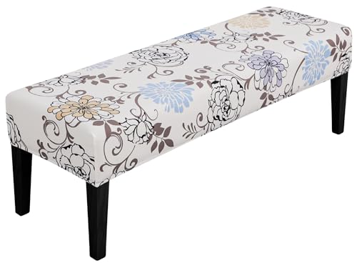 SPRINGRICO Stretch Dining Bench Cover, Removable Bench Slipcover Washable Bench Seat Protector Rectangle Bench Cover for Dining Room, Living Room, Bedroom, Kitchen (Floral5) - color: Floral5