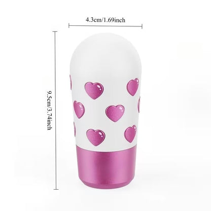 Hearts & Passion Universal Car Gear Shift Knob, White and Pink Metallic with Heart Pattern, M8 M10 M12 Adapters, Manual Transmission Lever