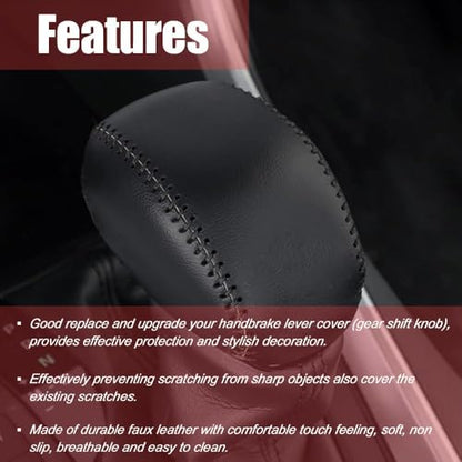 Leather Gear Shift Knob Cover Compatible with RAV4 2019-2025 Highlander 2020-2024 Car Protect Accessories (Black) - color: Black