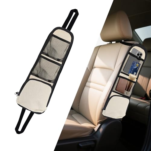 Car Seat Side Storage Pocket, Car Multifunctional Seat Organizer Hanging Bag, Auto Mobile Phone Wallet Sunglasses Mesh Net Pocket, Auto Accessories for Cars SUVs Trucks (White, 1PCS) - color: White, size: 1PCS
