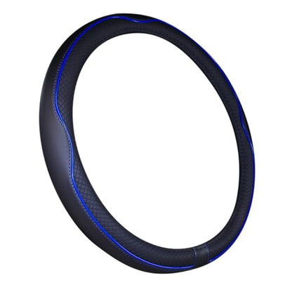 Mayco Bell Large Size Steering Wheel Cover Anti-Slip,Safety,Soft,Breathable,Durable,Full Surround,Comfortable Grip Microfiber Leather (15.5-16 inch, Black Dark Blue) - color: Black Dark Blue, size: 15.25''-16''