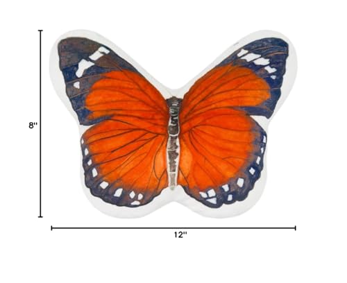 JWH 3D Butterfly Pillow Print Neck Cushion for Car Travel Plane Airplane Trip Headrest Long Flights Essentials Cute Head Rest Sleeping Napping Cushion with Elastic 8 x 12 Inch Orange