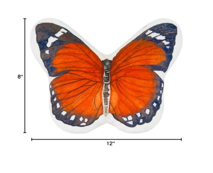 JWH 3D Butterfly Pillow Print Neck Cushion for Car Travel Plane Airplane Trip Headrest Long Flights Essentials Cute Head Rest Sleeping Napping Cushion with Elastic 8 x 12 Inch Orange