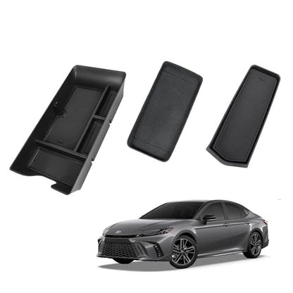 Center Console Organizer 3PC Compatible with 2025-2026 Toyota Camry Accessories, Armrest Storage Box, Charging Zone Anti-Slip Mat and Gear Shifter Right Side Console Organizer Tray - size: Center Console Organizer 3PC