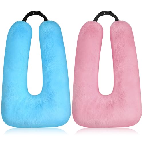 Barydat 2 Pcs Car Travel Pillow for the Back Seat 28 x 18 in Sleeping Reading Pillows for Distance Travel Car Cushion for Kids Adults Head and Body Support U Shaped Pad(Pink, Blue) - color: Pink, Blue