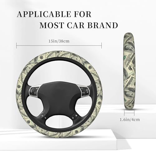 100 Dollar Money Car Steering Wheel Cover Universal 15 Inches Auto Accessories Steering Wheel Protector Anti-Slip Breathable Sweat Absorption Neoprene - color: 100 Dollar Money