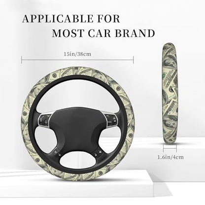 100 Dollar Money Car Steering Wheel Cover Universal 15 Inches Auto Accessories Steering Wheel Protector Anti-Slip Breathable Sweat Absorption Neoprene - color: 100 Dollar Money