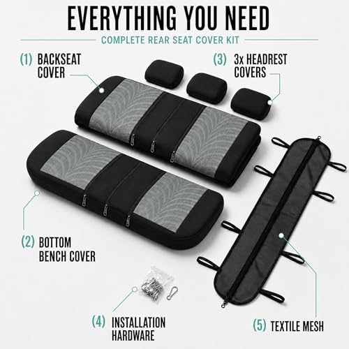 FH Group Rear Set Travel Master Car Seat Covers - Universal Fit, Split Bench Rear Seat, Washable, for SUV, Sedan, Gray - color: Gray, style: Rear Set