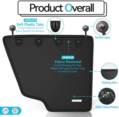 Durapower Dog Car Door Protector丨2 Pack Extra Big & Thick Anti Pet Scratching Waterproof Vehicle Door Covers Guard Truck Interior Panel Safe SUV Universal 600D Black