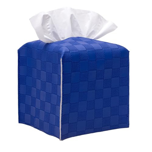 Tissue Box Cover, Tissue Box Holder, Tissue Holders Decorative Organizer for Home Decor, Tabletop and Car, 5"X5"X5" (Deep Blue) - color: Deep Blue