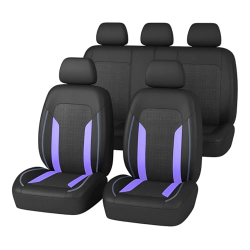 Bittwee Car Seat Covers Full Set, Breathable Automotive Front Seat Headrest Covers, Waterproof Comfortable Vehicle Seat Headrest Protection Accessories, Universal Fit (Purple) - color: Purple, size: Full Set