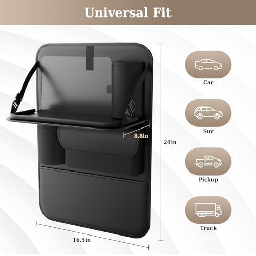 Coverado Car Backseat Organizer(2 Packs) with Tablet Tray, Nappa Leather Organizer for Car Seat Back, Waterproof Car Seat Organizer with Touch Screen, Seat Protector Kick Mats for Kids - size: 2 Packs