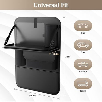 Coverado Car Backseat Organizer(2 Packs) with Tablet Tray, Nappa Leather Organizer for Car Seat Back, Waterproof Car Seat Organizer with Touch Screen, Seat Protector Kick Mats for Kids - size: 2 Packs