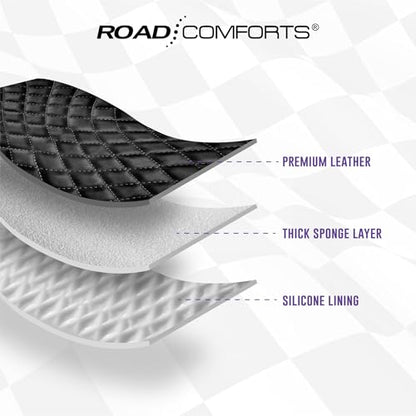 Road Comforts Leather Steering Wheel Cover – Black & Purple, Universal Fit 14.5-15 Inch, Microfiber Leather, Anti-Slip & Breathable Design for Men and Women - color: Purple
