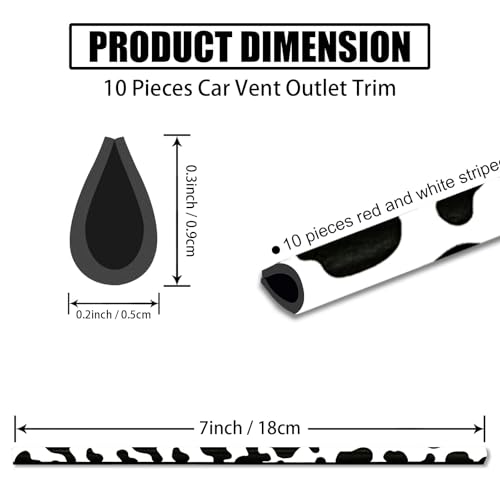 10 Pieces Cow Print Car Air Conditioner Air Outlet Decorative Strips, Cow Print car Accessories, Flexible Shiny Auto Car Vent Interior Accessories for All Air Vent Outlet (Black White-Cow)