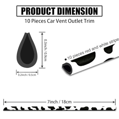 10 Pieces Cow Print Car Air Conditioner Air Outlet Decorative Strips, Cow Print car Accessories, Flexible Shiny Auto Car Vent Interior Accessories for All Air Vent Outlet (Black White-Cow)
