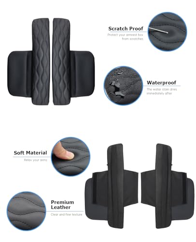 INTGET Center Console Cover for Mazda CX5 Accessories 2026/CX50 CX-50 2023 2024 2025 2026 Car Interior Leather Armrest Arm Rest Lid Cushion Pad Protector (2023+, Black Stitches with Pattern) - size: Black Stitches with Pattern