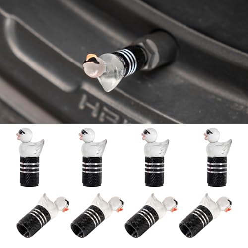 Rislobx 8Pcs Duck Tire Valve Stem Caps, Cute Car Valve Stem Cap, Decorative Accessories for Car Wheel (8PCS Black) - color: 8Pcs Black