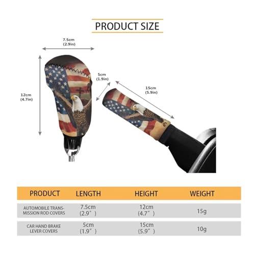 Eagle American Flag Pattern 2 Pieces Car Handbrake Cover Car Shift Knob Cover Soft Smooth Auto Handbrake Grip Cover Shift Lever Handle Protector St. Patrick's Day Accessories - color: Eagle American Flag 2
