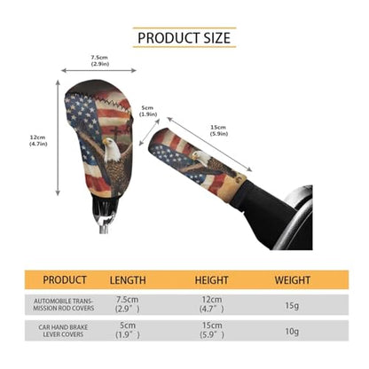 Eagle American Flag Pattern 2 Pieces Car Handbrake Cover Car Shift Knob Cover Soft Smooth Auto Handbrake Grip Cover Shift Lever Handle Protector St. Patrick's Day Accessories - color: Eagle American Flag 2