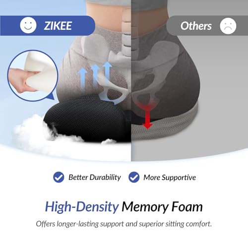 Ergonomic Seat Cushion with Thigh Relief Slope, High-Density Memory Foam Office Chair Cushions with U-Shaped Back for Tailbone, Sciatica Pain Relief, Suitable for Car Seat, Airplane, Bleacher