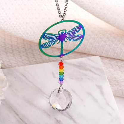 Dragonfly Memorial Gifts for Loss of Family, Loved One, Pets, Crystal Suncatcher Ornament Rainbow Maker Car Charm for Funeral, Sympathy, Bereavement, Daily Remembrance, Car Decor