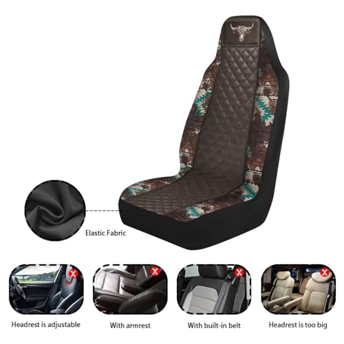 Howilath Bull Print Car Seat Cover Set of 2 Elastic Interior Accessories Front Bucket Seat Covers Fit SUV Sedan Truck, Easy to Install - color: Bull Print