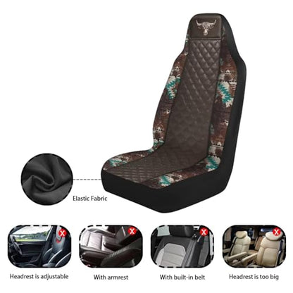 Howilath Bull Print Car Seat Cover Set of 2 Elastic Interior Accessories Front Bucket Seat Covers Fit SUV Sedan Truck, Easy to Install - color: Bull Print