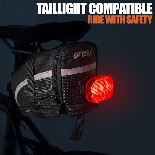 BV Strap-On Bike Bag with Reflective Material - Saddle Bag with Seperate Divider for Small Items for All Your Essentials - Bike Pouch with Taillight Hanger for Maximum Safety - size: Large, style: Cycling Bag
