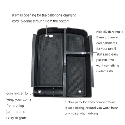 Compatible with Kia Telluride 2026-2020 Center Console Armrest Storage Tray Box ABS Insert Organizer Glove Console Separation Glove Pallet Phone Holder Full Cover - size: for Telluride 2020-2026