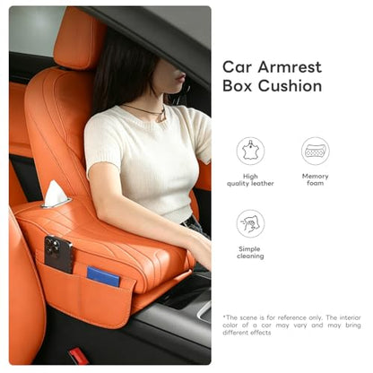 Car Armrest Pad, Universal Armrest Cushion Pad, Leather Armrest Box Pad (Without Cup Holder, Black-B) - color: Without cup holder, Black-B