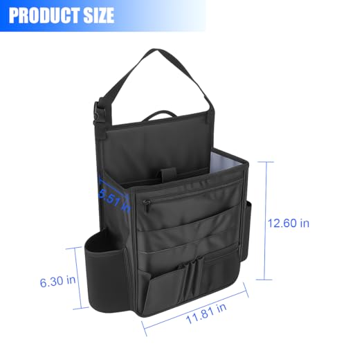 Car Front Seat Organizer, Multi-Pocket Vehicle Hanging Passenger Back Seat Storage Bag with Adjustable Straps, Automotive Interior Storage Organizer, Universal for SUV RV Truck