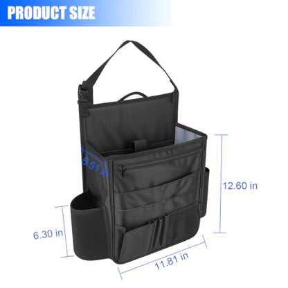 Car Front Seat Organizer, Multi-Pocket Vehicle Hanging Passenger Back Seat Storage Bag with Adjustable Straps, Automotive Interior Storage Organizer, Universal for SUV RV Truck