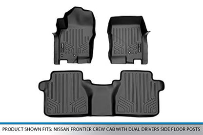 SMARTLINER Custom Floor Mats 2 Row Liner Set Compatible with 2005-2021 Nissan Frontier - color: Nissan Frontier 2005 - 2021