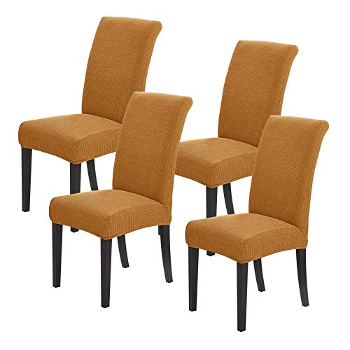 Joccun Chair Covers for Dining Room Set of 4, Dining Chair Slipcovers Stretch Dining Room Chair Covers Seat Protector,Washable Parsons Chair Cover for Home,Hotel,Banquet(Gold,4 Pack) - color: Gold, size: 4 Pack