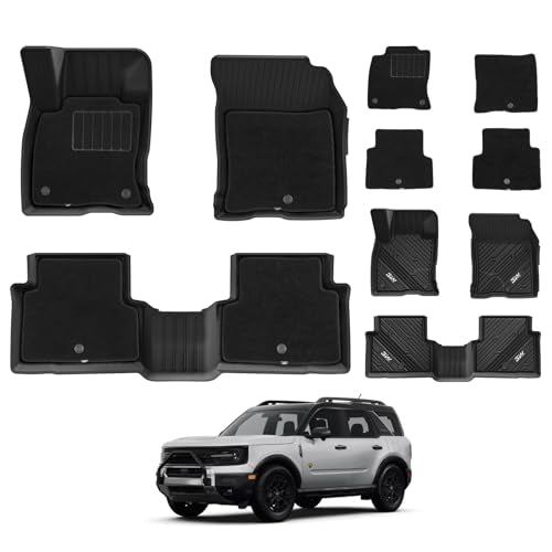 3W Floor Mats & Carpets (1st and 2nd Rows) Fit for Ford Bronco Sport 2021-2025 All Weather TPE Car Accessories Custom Fit Full Set Ford Bronco Sport Car Mats (Not for Bronco & Rubberized Floor) - size: 5.Bronco Sport 2021-2026 Floor Mats & Carpets