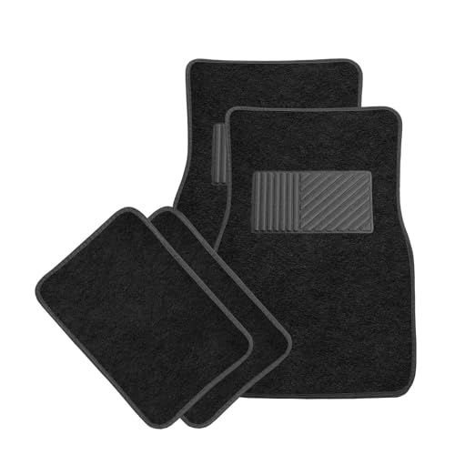 Sun Walker 4 PCS Car Floor Mats, Waterproof Anti-Slip Front & Rear Car Carpets with Driver Heel Pad, All Weather Floor Protective Pads Universal for SUVs Trucks Sedans Vans (Black) - color: Black